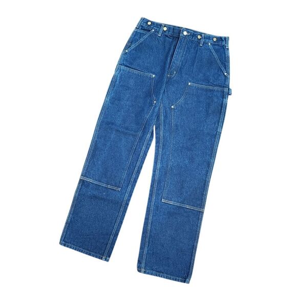 Carhartt B07 DNM Jeans 36x34 Blue Denim with Suspender Buttons Double Knee EUC - Picture 1 of 12